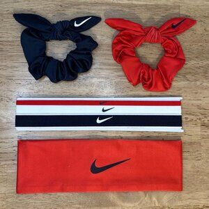 NEW Nike Swoosh 6pc Scrunchie Bow Headbands Set Red